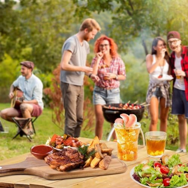 Acacia Wood Charcuterie Board Cheese Board Set Of 4-Wooden Cheese Platter & Cheese Knife & Cheese Fork Acacia Wood Cutting Board With Handle