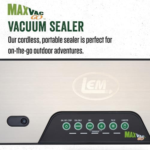Lem Products Maxvac Go Cordless Plastic Vacuum Sealer With 11.8 Inch Seal Bar Silver And Black