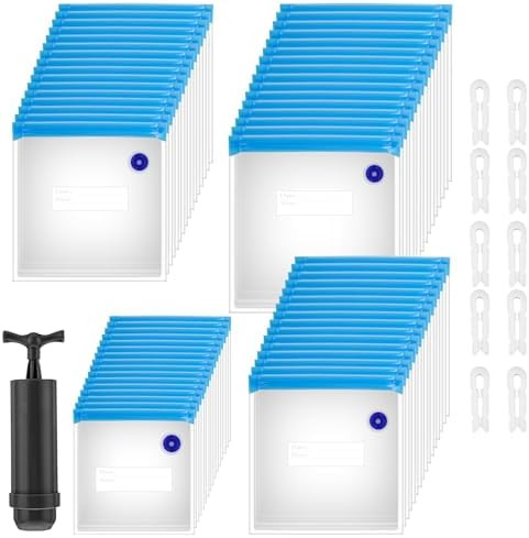 60 Pack Sous Vide Bags Vacuum Sealer For Food - 4 Sizes Reusable Zipper Storage Bags With Air Valve Double Layers