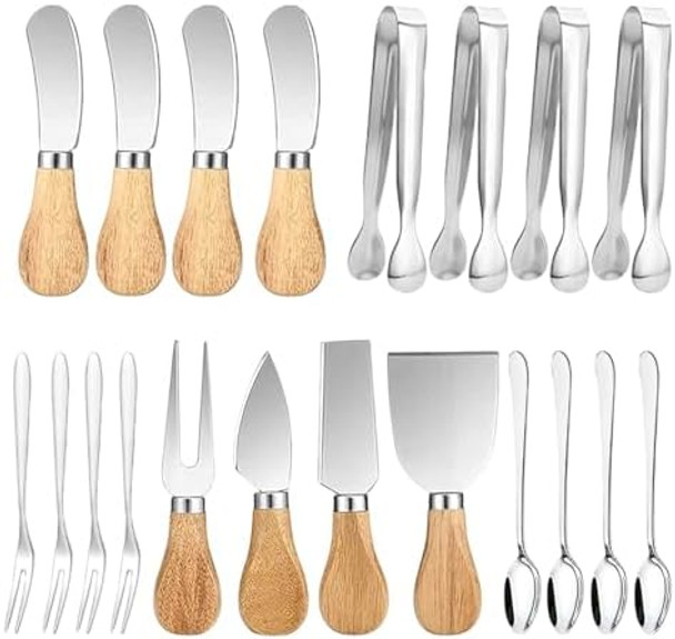 20 Pieces Spreader Knife Set Cheese Butter Spreader Knifes Cheese Slicer Knife Mini Serving Tongs Spoons Forks For Charcuterie Boards Accessoriesbirthday Wedding Christmas (Chk-3)