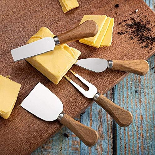 Cheese Knives Setmini Stainless Steel Cheese Knives Butter Knife50 Pcs Bamboo Picksforkperfect Cheese Slicer With Wooden Handlecharcuterie Accessories