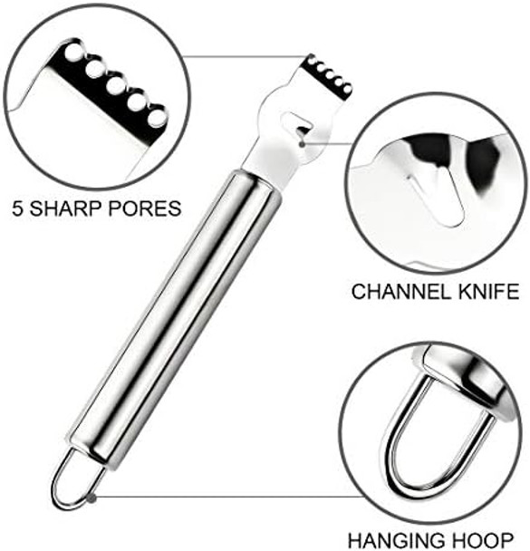 Stainless Steel Lemon Zester Grater Lemon Zester Toolcitrus Zester Tool For Orange Citrus Peeler With Channel Knife