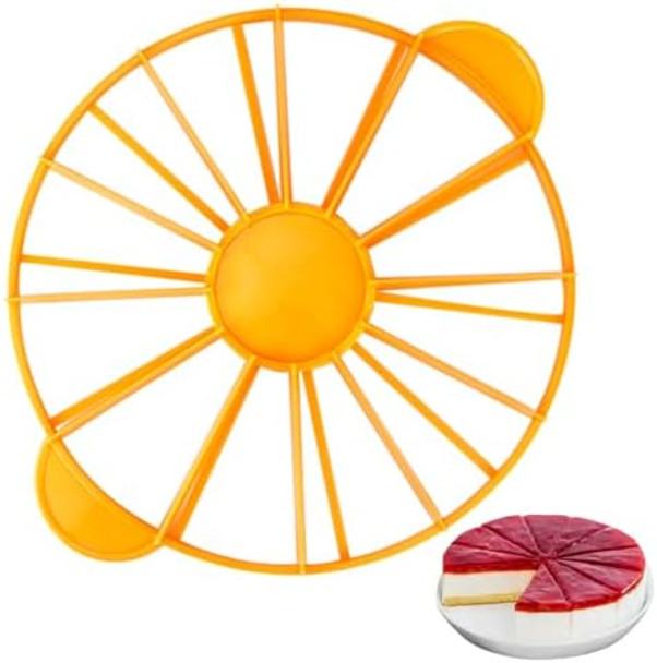 Cake Portion Cutter And Divider Tool For Wedding Cheesecake Layer Slicing – Double-Sided 10 Or 12 Even Slices Orange