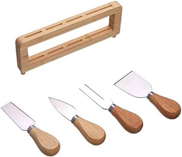 Square 13'' Bamboo Cutting Cheese Board And Knife Set Wooden Charcuterie Platter Meat Tray W/Slide-Out Drawers With 4 Cheese Stainless Steel Knives Chopping Board Food Prep Station Serving Board
