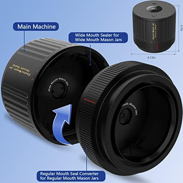 Electric Mason Jar Vacuum Sealer Kit Black & Blue