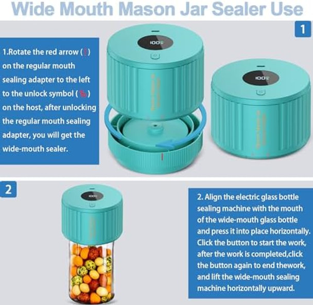 Electric Mason Jar Vacuum Sealer Kit Black & Green