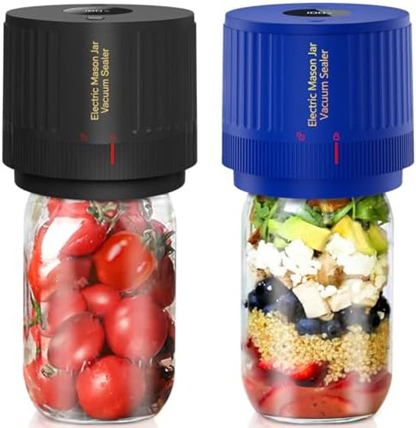 Electric Mason Jar Vacuum Sealer Kit Black & Navy Blue
