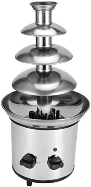 Luqeeg Chocolate Fondue Fountain 4 Layer Electric Chocolate Fountain Machine Stainless Steel Chocolate Melting Machine Automatic Chocolate Melting Tower For Weddings Birthday Parties Decor(#1)