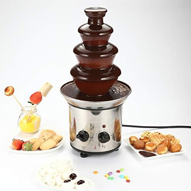 Luqeeg Chocolate Fondue Fountain 4 Layer Electric Chocolate Fountain Machine Stainless Steel Chocolate Melting Machine Automatic Chocolate Melting Tower For Weddings Birthday Parties Decor(#1)