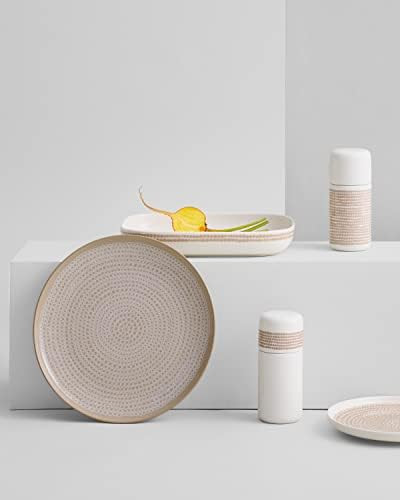 Marimekko Oiva Rsymatto Stoare Spice Grinder (White & Beige) — Refine Your Kitchen Décor With Our Iconic White Stoare — Perfect Spice Grinder For Kitchen — Fine Grinder For Spices (2"W X 6"H)