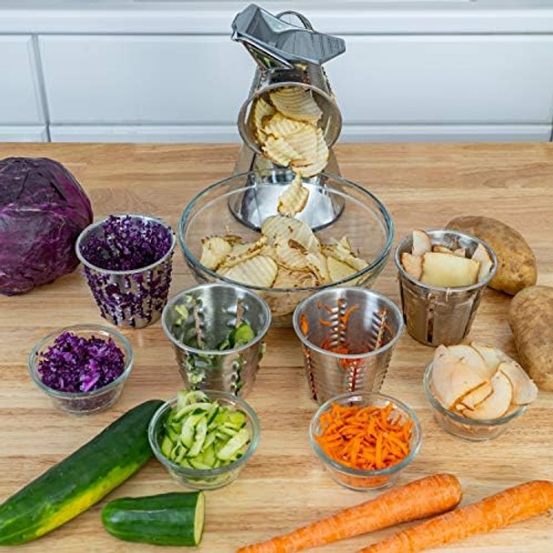 Maxam Dynamic Vegetable Chopper And Food Processor With Stainless-Steel Shredders And Suction Cup Base Maxam Dynamic Vegetable Chopper And Food Processor With Stainless-Steel Shredders And Suction Cup Base
