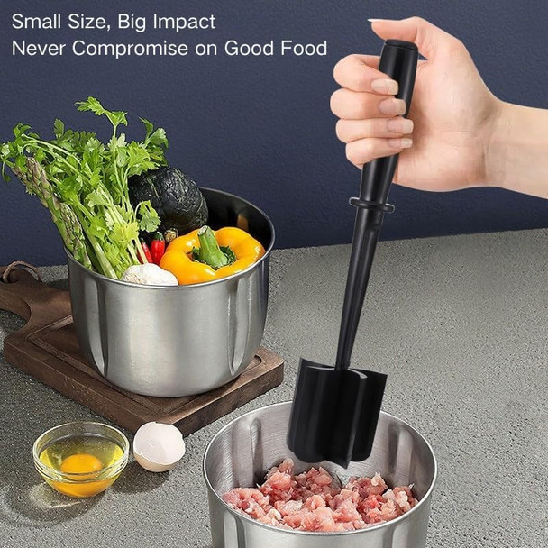 Meat Chopper For Ground Beef – 5 Blade Heat-Resistant Hamburger Chopper – Non-Scratch Nylon Masher For Turkey Sausage Beef Potatoes Veggies Black