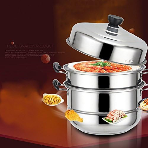 Stainless Steel Stack Steam Pot Set Saucepot Double Boiler Cookware Pot 2 Tier (28Cm)