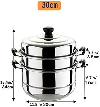 Stainless Steel Stack Steam Pot Set Saucepot Multi-Layer Boiler Cookware Pot 3 Tier (30Cm)