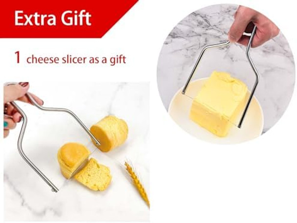 Cheese Slicerstainless Steel Cheese Cuttermultipurpose Cheese Slicers With Grid Scale And Anti Slip Rubber Pads For Cutting Cheesebuttersausagesbread