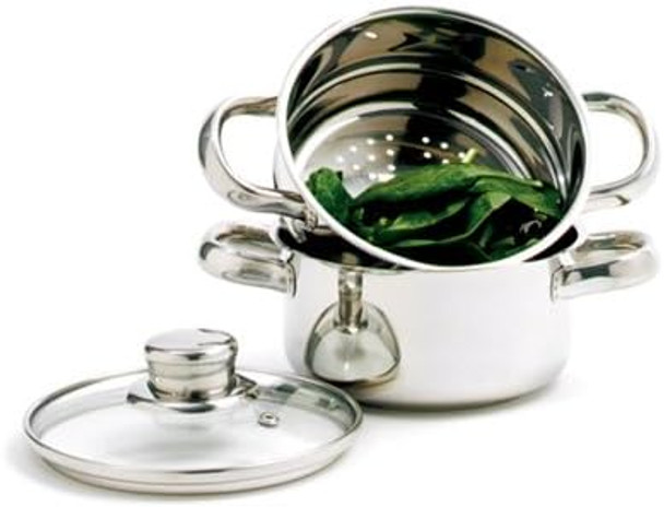 Norpro 1-Quart Stainless Steel Mini Steamer Cooker 3 Piece Set