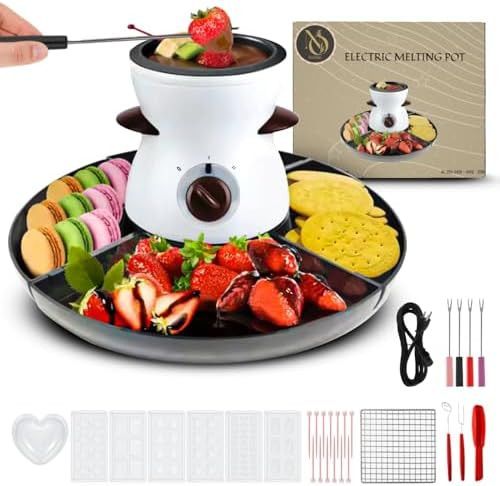Electric Chocolate Melting Pot Set – Fondue Set Chocolate Melting Pot For Appetizers & Desserts Perfect For Chocolate Lovers - 350Ml 25W