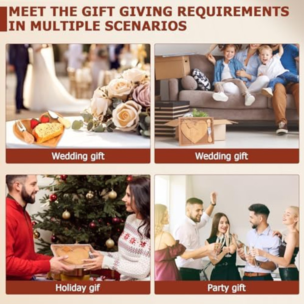 Nuogo 15 Set Bridal Shower Party Favors For Guests s Heart Shaped Cheese Board Knife Fork Set Bamboo Charcuterie Cutting Board With Thank You Tag And Boxes For Wedding Baby Shower Valentine