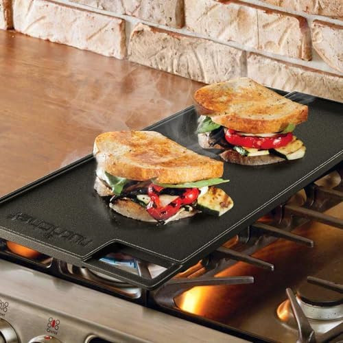 Nutrichef Reversible Cast Iron Griddle – Flat & Grill Sides Extra-Wide Oven Safe Pfoa & Pfos Compatible With Multiple Stovetops