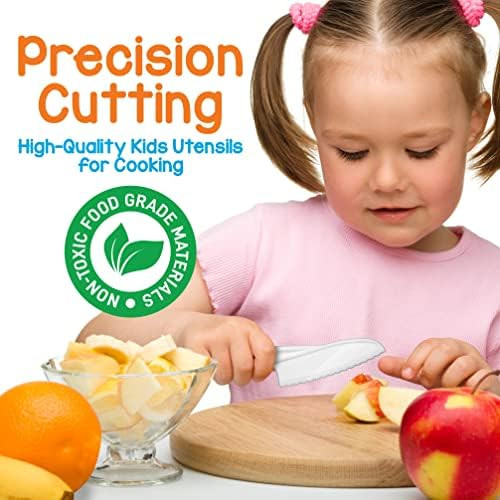 Nutrichef 3-Piece Nylon Kitchen Baking Knife Set - Children'S Cooking Knives Safe To Use Firm Grip Serrated Edges Kids' Knives Protects Little Chef'S Fingers Good For Cutting Food & Vegetables
