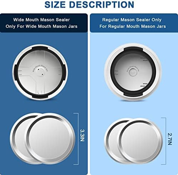 Electric Mason Jar Vacuum Sealer Cordless Vacuum Sealer Kit For Wide-Mouth & Regular-Mouth Mason Jars Black And White