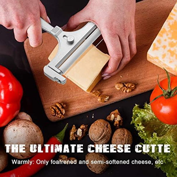Patelai Stainless Steel Wire Cheese Slicers With Wire Adjustable Thickness Handheld Cheese Block Cutter For Cheddar Gruyere Raclette Mozzarella Charcuterie Kitchen Cooking Tools