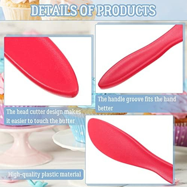 10 Pieces Plastic Butter Spreader Multi Purpose Butter Knife Spreader Versatile Knife Frosting Knives For Soft Cheese Cream Icing 7 X 1.4 Inch(Red Green Blue Pink)