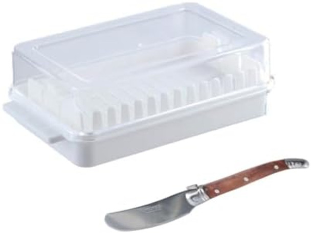 Pokinge 2Pcs Butter Cutting Storage Box With Butter Knifecheese Cutter Storage Case With Clear Lidbutter Cutting Container Kitchen Gadgets Tool
