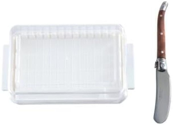 Pokinge 2Pcs Butter Cutting Storage Box With Butter Knifecheese Cutter Storage Case With Clear Lidbutter Cutting Container Kitchen Gadgets Tool