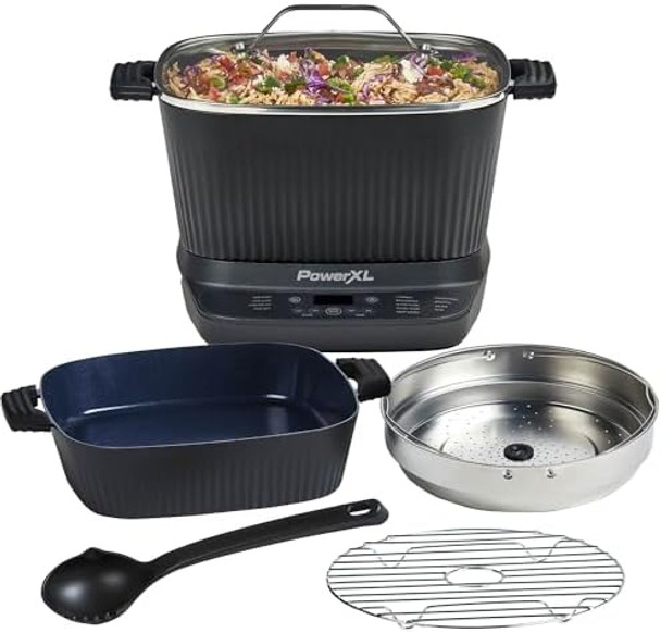 Stirmax Plus 7.5 Quart Digital Multi-Cooker With Automatic Paddle To Stir And Shred 9 In 1 Programmable Presets To Sauté Sear And Brown Food Before Simmering – Accessories & Cookbook Included