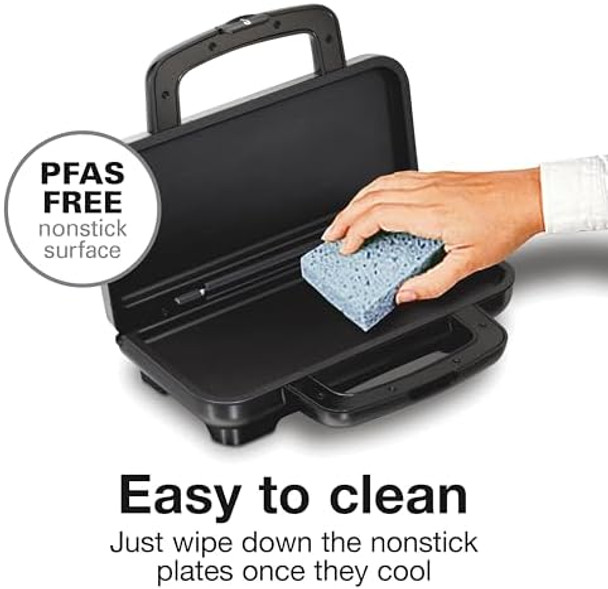 Proctor Silex Double Mini Waffle Maker Machine With 4” Round Non-Stick Grids Makes 2 Personalized Individual Breakfast Keto Chaffles And Hashbrowns Compact Black (26102)