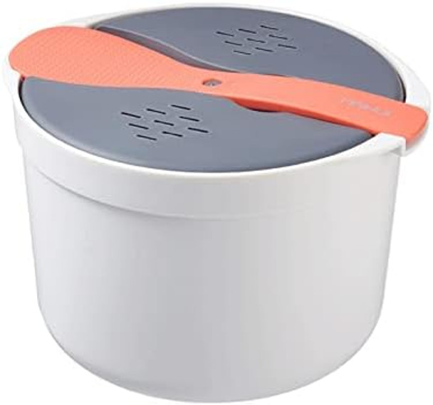 Microwave Rice Cooker 2L Microwave Rice Steamer Pasta Cooker With Strainer Non-Stick Food Grade Pp Rice Cookware Full Set With Lid Spatula For Meal Noodle Ramen(Green)