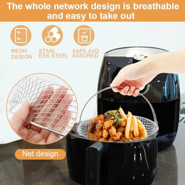 Quixleen 8.25 Inch 304 Stainless Steel Air Fryer Basket For Instant Pot 6 8Qt Air Fryer Accessories Oven Steamer Basket Mesh Basket With Handle For Air Fryer Oven Steamer