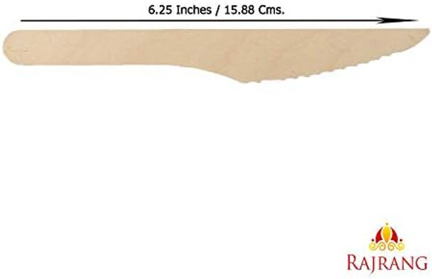 Rajrang Wooden Disposable Knives - 100 Piece Wood Compostable Knives - Eco-Friendly Biodegradable Cutlery For Party