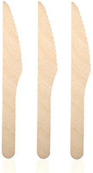 Rajrang Wooden Disposable Knives - 100 Piece Wood Compostable Knives - Eco-Friendly Biodegradable Cutlery For Party