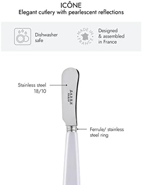 Set Of 2 Spreader Knives 5.5 Inches - Icône Collection - Perfect For Butter Tapenades Spreads - Stainless Steel & Acrylic - Dishwasher Safe - Midnight Blue