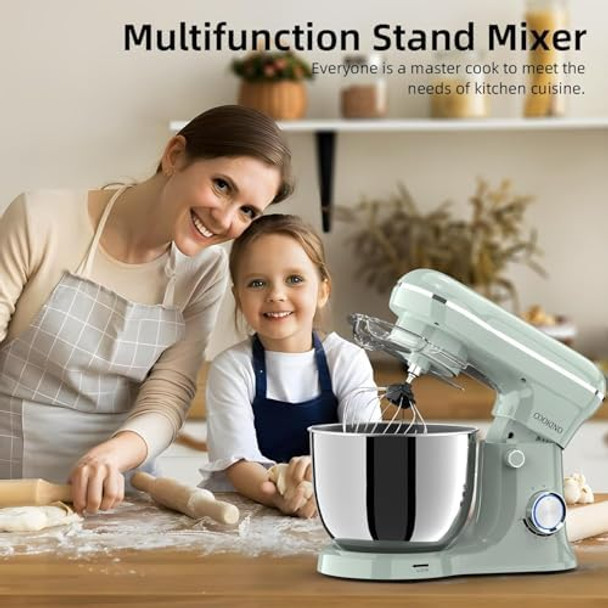 Electric Stand Mixer10 Speeds Tilt-Head Food Mixer 3-In-1 Kitchen Mixer For Daily Cooks With Dishwasher-Safe 6Qt Bowldough Hook Beater Whisk (Morandi Green)