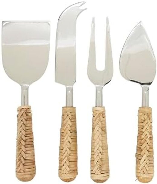 Rustic Charm Wicker Cheese Cutlery (Set Of 4) Rustic Charm Wicker Cheese Cutlery (Set Of 4)