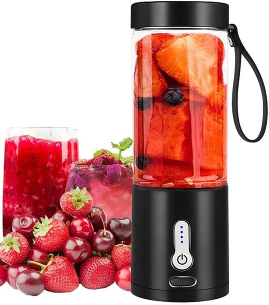 Portable Juicer Blender – 530Ml Usb Rechargeable Personal Blender For Shakes Smoothies & Juice – Food Grade Pc Leak-Proof Rubber Seal Lightweight Travel Bottle Mixer – Black