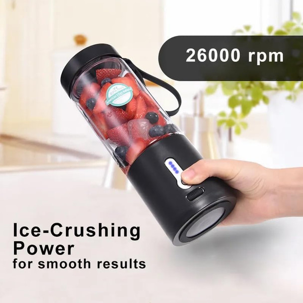 Portable Juicer Blender – 530Ml Usb Rechargeable Personal Blender For Shakes Smoothies & Juice – Food Grade Pc Leak-Proof Rubber Seal Lightweight Travel Bottle Mixer – Black