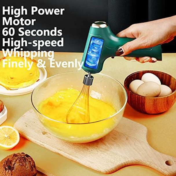 Electric Handheld Mixer With 2 Stirring Rods Household Electric Egg Beater 3 Speed Modes For Whipping Mixing Pudding Cookies Cakes Batters Usb Rechargeable Electric Handheld Mixer With 2 Stirring Rods Household Electric Egg Beater 3 Speed Modes For Whipping Mixing Pudding Cookies Cakes Batters Usb Rechargeable
