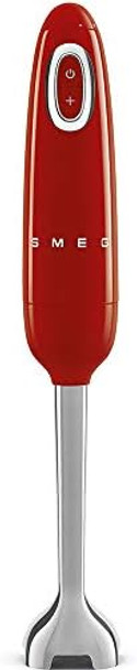 Smeg Handheld Immersion Blender 5 Speeds With Turbo Boost Stainless Steel Blades Nonslip Ergonomic Handle Hbf11Rdus Red