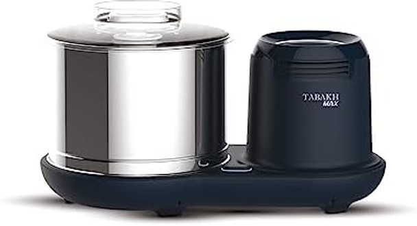 Tabakh Max 2-Liter Stone Wet Grinder With Atta Kneader & Coconut Scraper 110V Gray