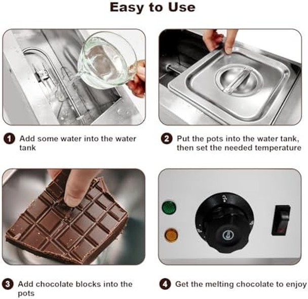 Chocolate Melting Machine With Lid Chocolate Melter With 3 Tanks Stainless Steel Food Warmer For Chocolate Cheesesoup 1200 W Chocolate Melting Machine With Lid Chocolate Melter With 3 Tanks Stainless Steel Food Warmer For Chocolate Cheesesoup 1200 W