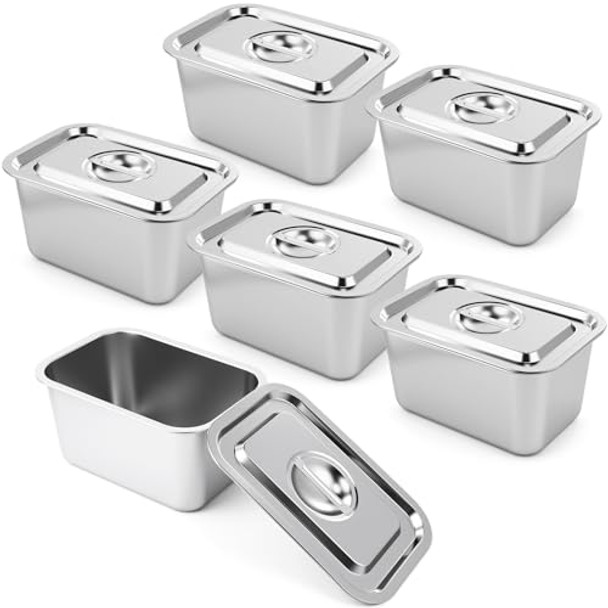 Thenshop 6 Pack Stainless Steel Hotel Pans With Lids 1/3 Size 4 Inch Deep Steam Table Pans Commercial Food Warmer Storage Container For Buffet Catering Party Home Kitchen Restaurant Supplies