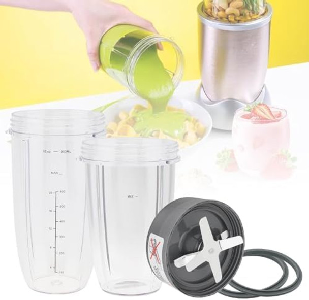 Blender Cup And Blade Replacement Parts 32Oz Juicer Cup And Extractor Blade Come With 2 Rubber Gaskets Fit For Nutribullet High-Speed Blender/Mixer System 600W/900W Series