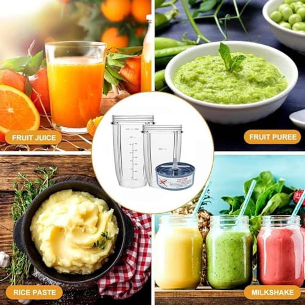 Blender Cup And Blade Replacement Parts 32Oz Juicer Cup And Extractor Blade Come With 2 Rubber Gaskets Fit For Nutribullet High-Speed Blender/Mixer System 600W/900W Series