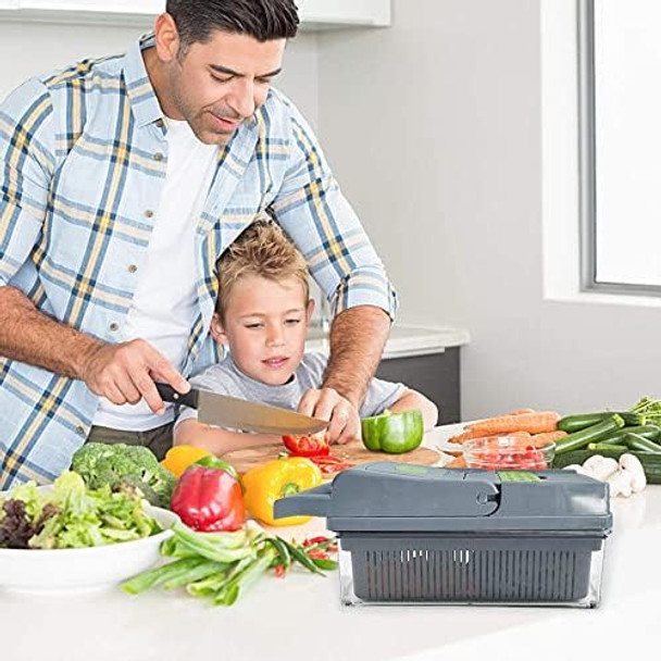 Vegetables Mandoline Chopper Fruit Slicer Meat Cutter Food Processor Onion Slicer Shredder Potato Egg Veggies Slicer Master Multifunction Blades Kitchen Tools With Container Gadget