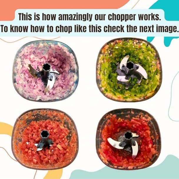 Hand Push Chopper For Kitchen Powerful Manual Vegetable Cutter With Stainless Steel Blades Bpa- Easy To Use & Clean Compact Food Processor (Multicolor)1100 Ml