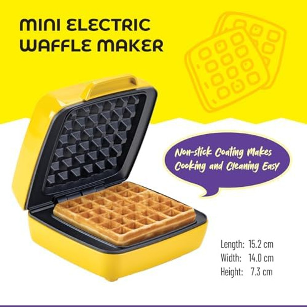 Mini Electric Waffle Maker – Fun Waffle Shape – Non-Stick Coating Easy To Clean – Perfect For Kids Families Dorms Apartments Rvs – For Holidays Birthdays Weddings